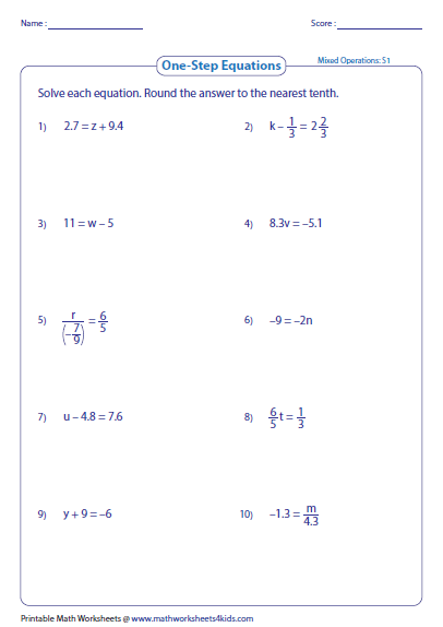 8th Grade Solving Linear Equations With Fractions Worksheet