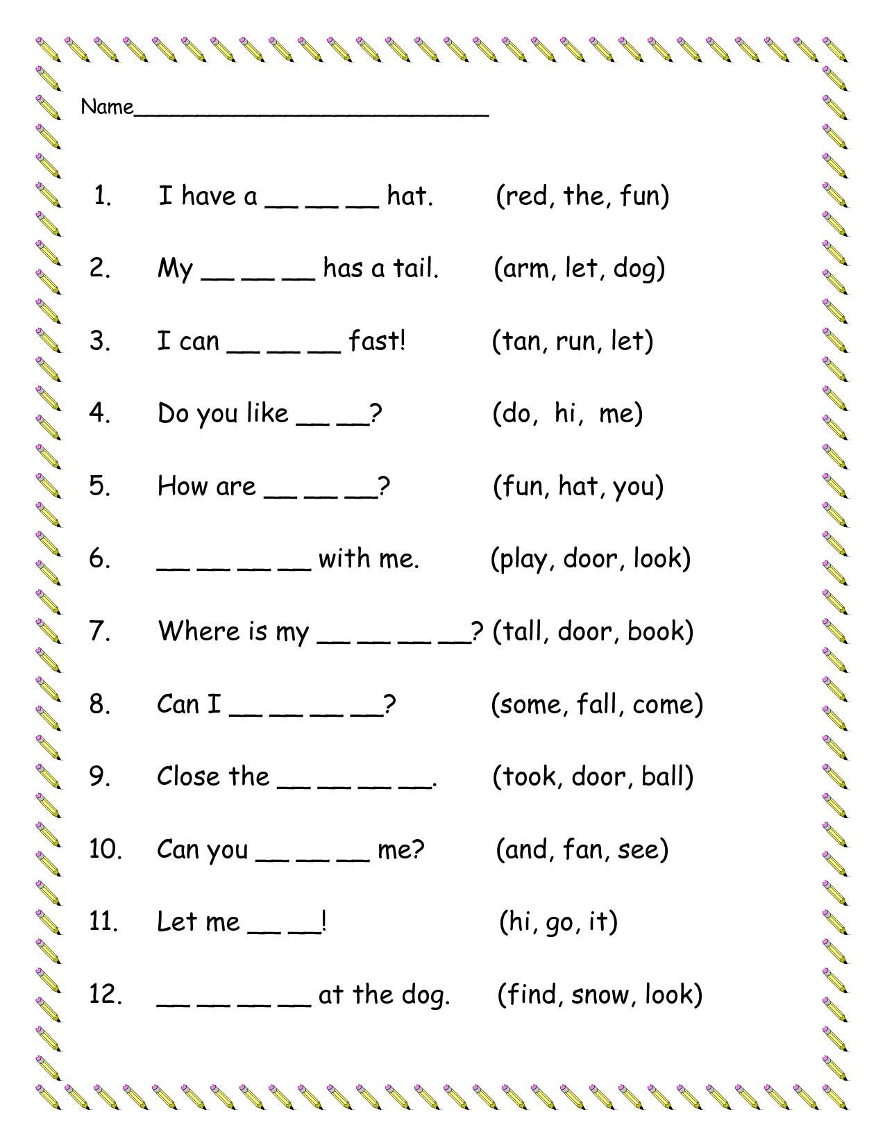 Printable English Worksheets For Grade 1 Pdf Learning How to Read