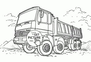 Dump Truck Mercedes coloring page for kids, transportation coloring