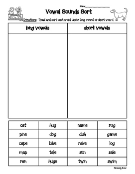 Short And Long Vowel Sounds Worksheets For Grade 3