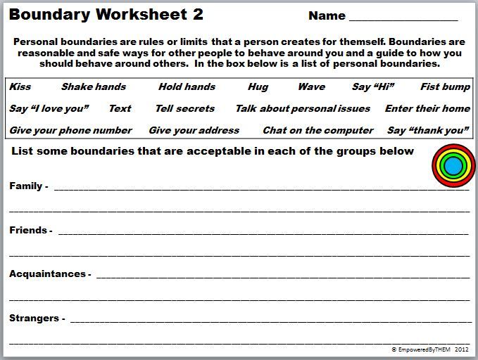 Personal Boundaries Setting Boundaries With Family Worksheet