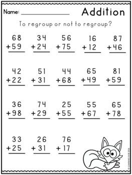 First Grade Adding With Regrouping Worksheets