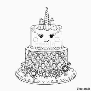 Unicorn Cake Coloring Pages Coloring Home