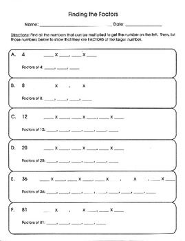4th Grade Factors And Multiples Worksheet