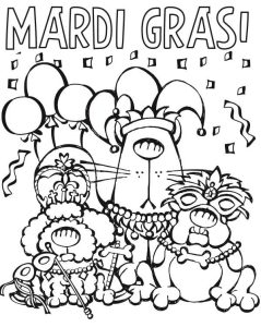 Cartoon Characters Parade on Mardi Gras Coloring Page Download