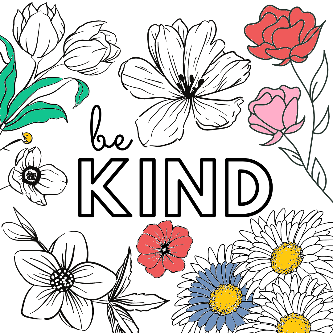 Be Kind Colouring Printable paper craft download