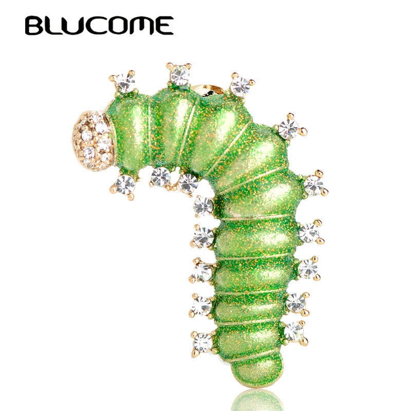 Buy Vivid Green Silkworm Brooches Gold Color