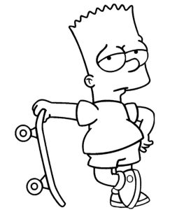 Cool Bart Simpson With A Skateboard Coloring Page to Print and Download
