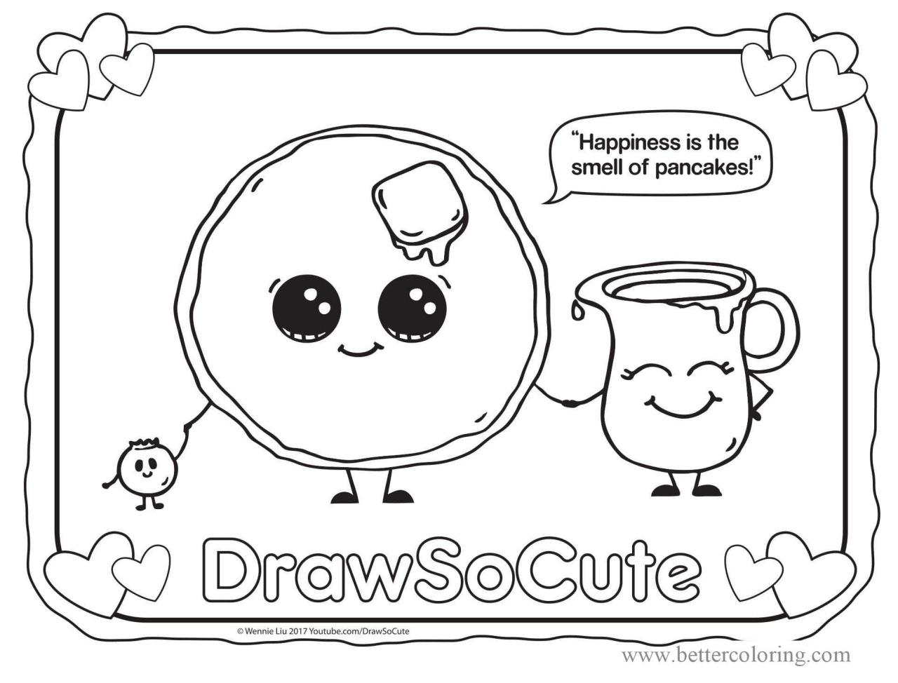 Draw So Cute Pancake Coloring Pages Free Printable Coloring Pages