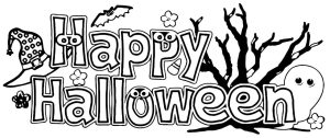 Happy Halloween Banners Text Coloring Page