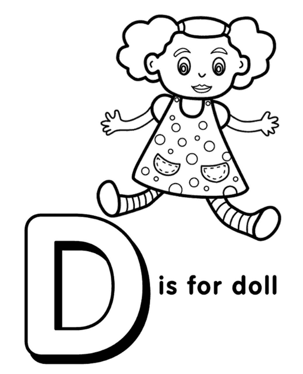 Letter D Coloring Page For Kids to Print and Download