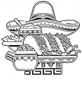 Mexican National Food In Mexican Fiesta Coloring Page Kids Play Color