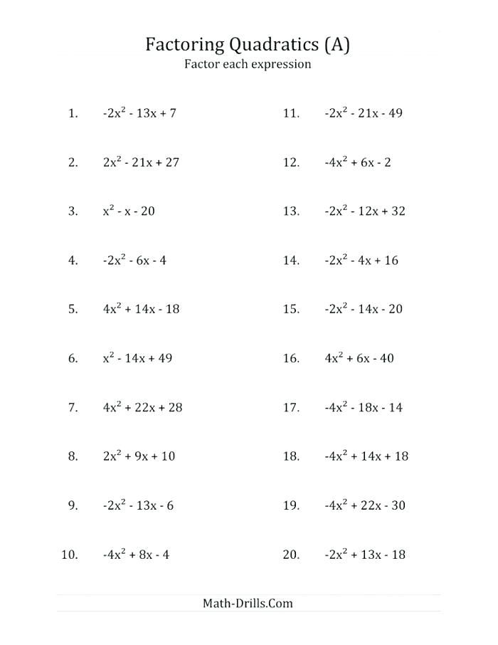 Basic Algebra Problems Worksheet Pdf