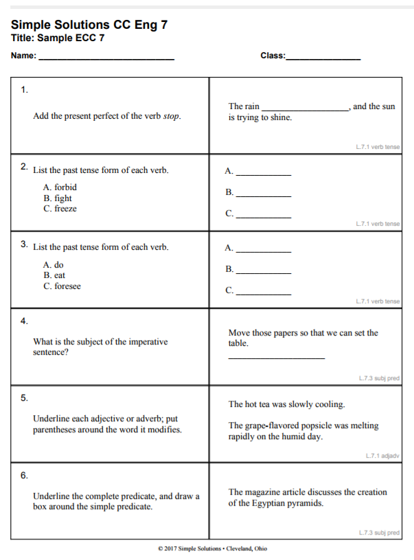 7th Grade English Worksheets Pdf