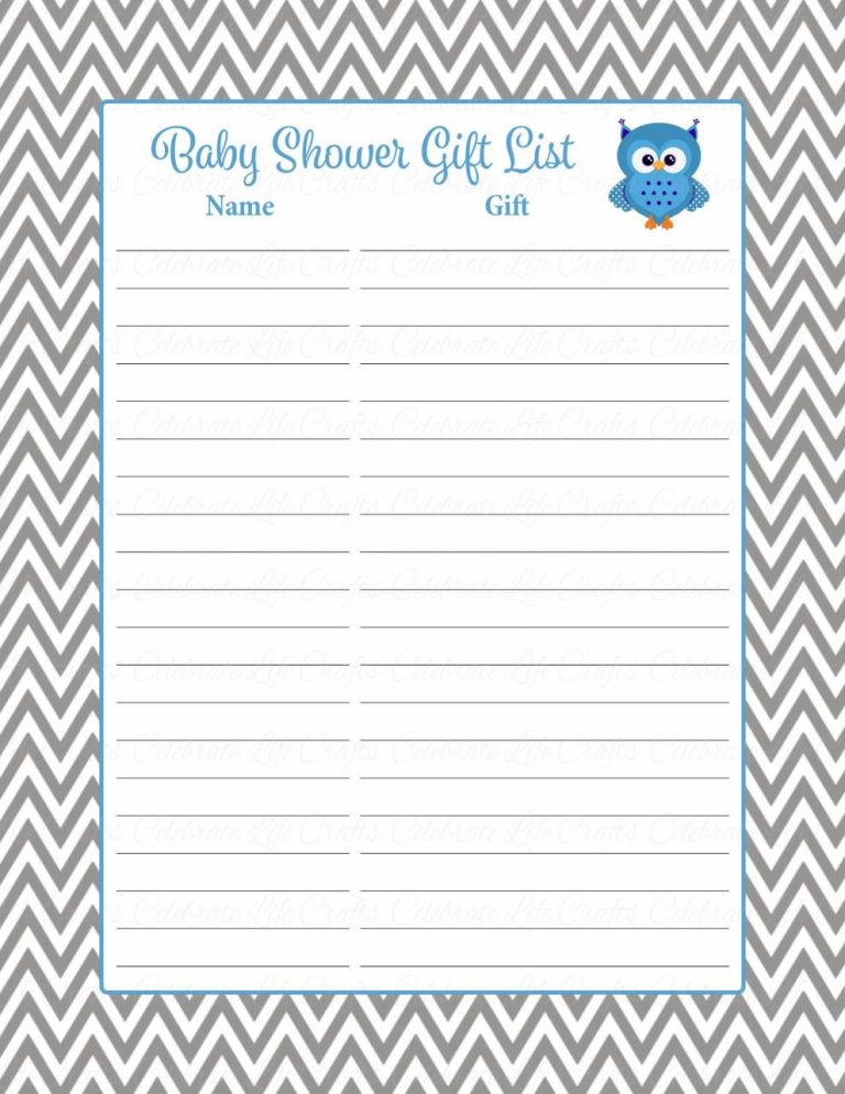 Baby Shower Sign In Sheet Free Printable