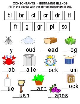 Beginner Consonant Blends Worksheets For Grade 1