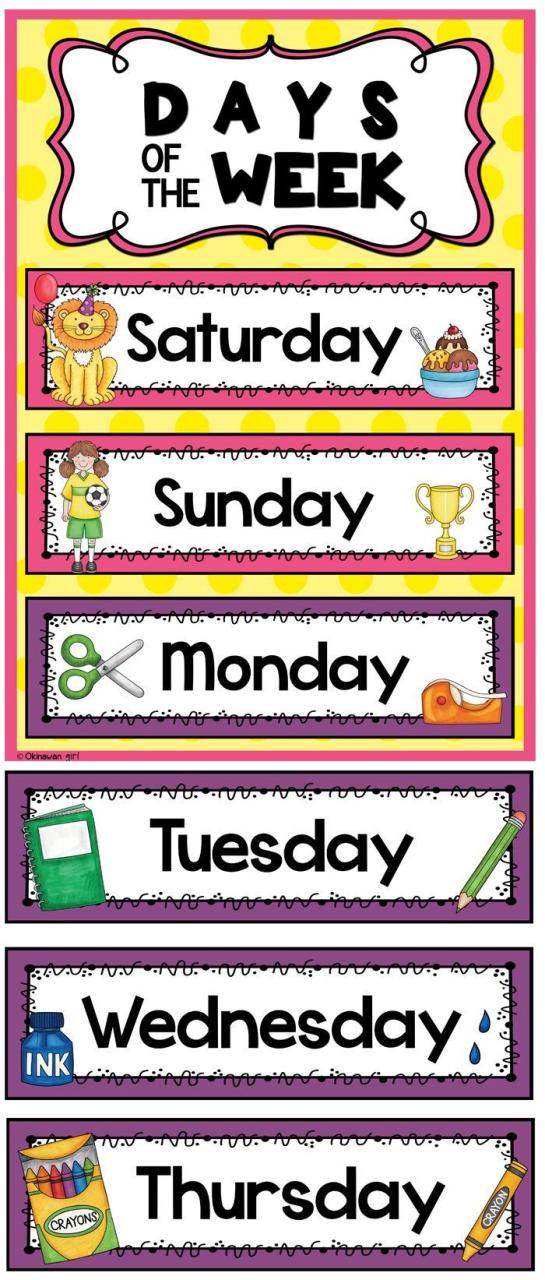 Chart Days Of The Week Printables Pdf