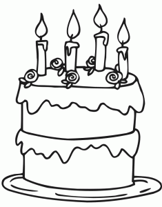Birthday Cakes Simple Birthday Cake Coloring Page