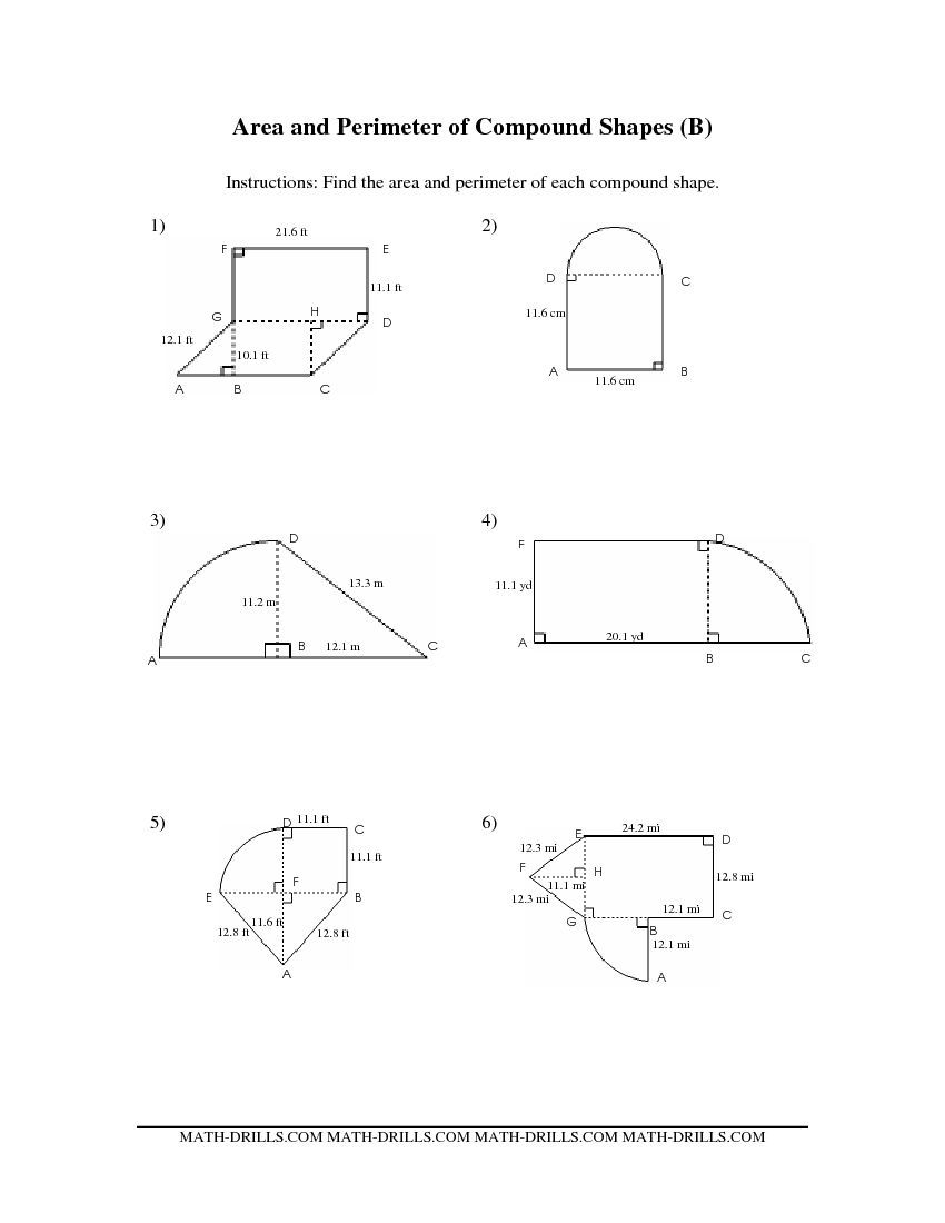Area Of Composite Figures Worksheet With Answers Pdf