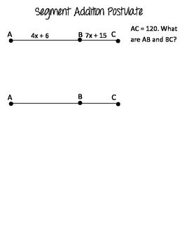 Geometry Answer Key Segment Addition Postulate Worksheet
