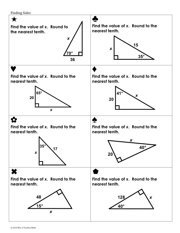 Right Triangle Trigonometry Worksheet With Answers Pdf