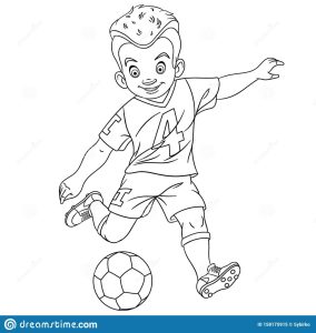 Coloring Page With Footballer, Football Player Stock Vector
