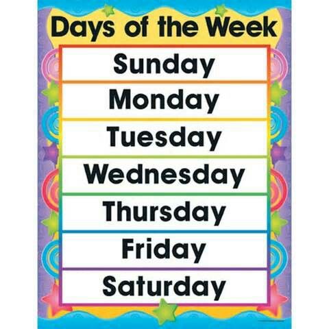 Downloadable Days Of The Week Printables Pdf
