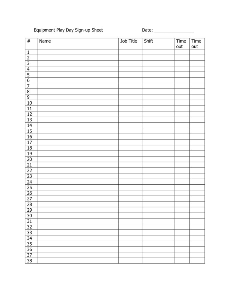 Downloadable Printable Sign In Sheets