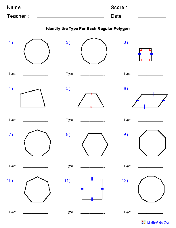 Polygons Worksheet Grade 8 Pdf