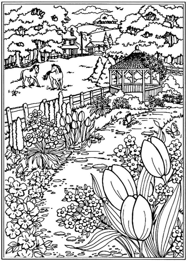 Coloring Page Of A Garden