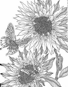 Realistic Sunflower Coloring Pages For Adults Flower coloring pages