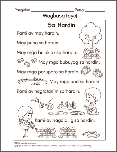 Kinder Reading Worksheets Tagalog