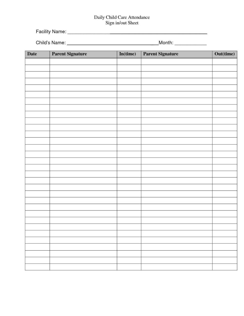 Patient Free Printable Sign In Sheet Template