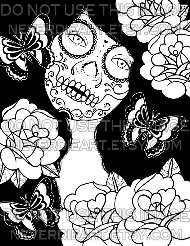 Female Sugar Skull Coloring Pages