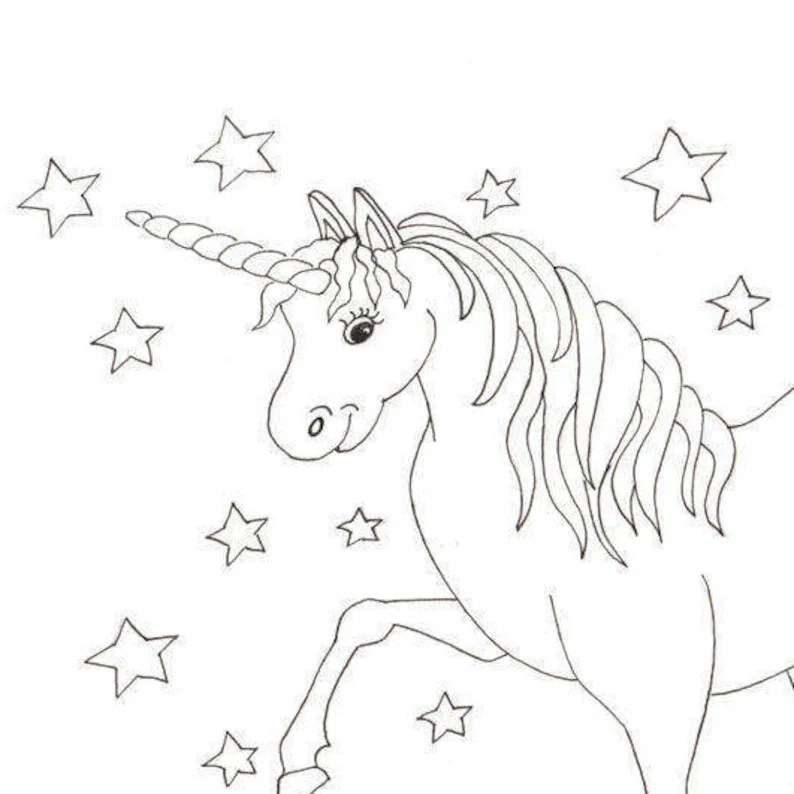 Printable Unicorn PDF Coloring Pages Colouring Etsy
