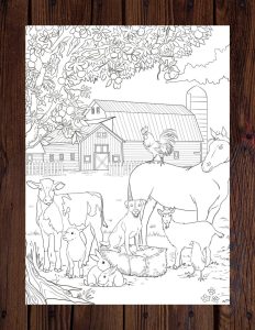Country Farm Printable Adult Coloring Page from Manila Shine Etsy