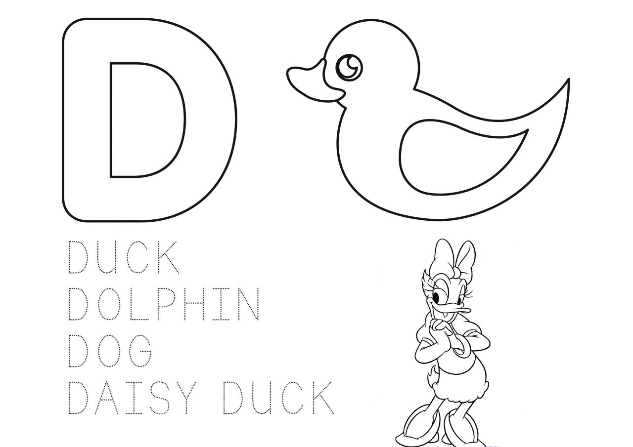 Learn the Alphabet Coloring Page Letter D Educational Printable DRAKL