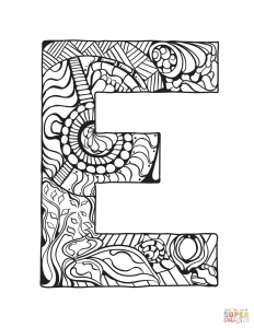 Letter E Zentangle coloring page Free Printable Coloring Pages