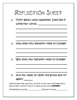 Reflection Sheet For Students Discipline
