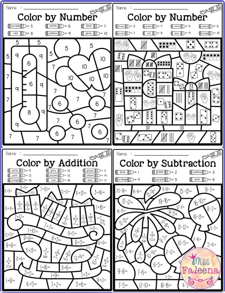 Free Printable Color By Number Addition And Subtraction