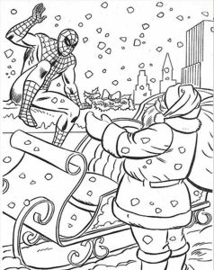 Christmas Coloring, Spiderman Coloring Pages Christmas With Santa