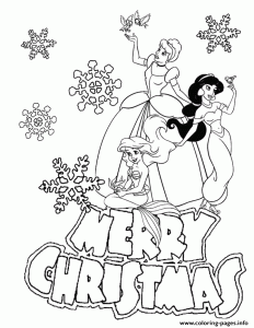 Disney Princesses Snowflake Christmas Coloring page Printable