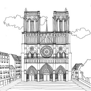 Notre Dame Cathedral Paris Coloring Page Free Printable Coloring