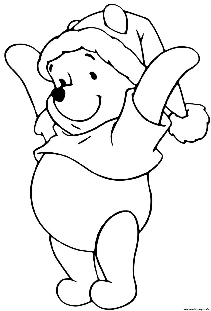 Winnie The Pooh As Santa Claus Coloring page Printable