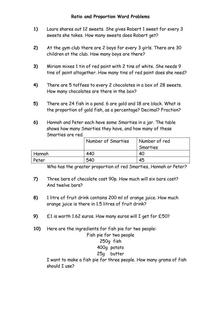 Direct Proportion Word Problems Worksheet With Answers Pdf