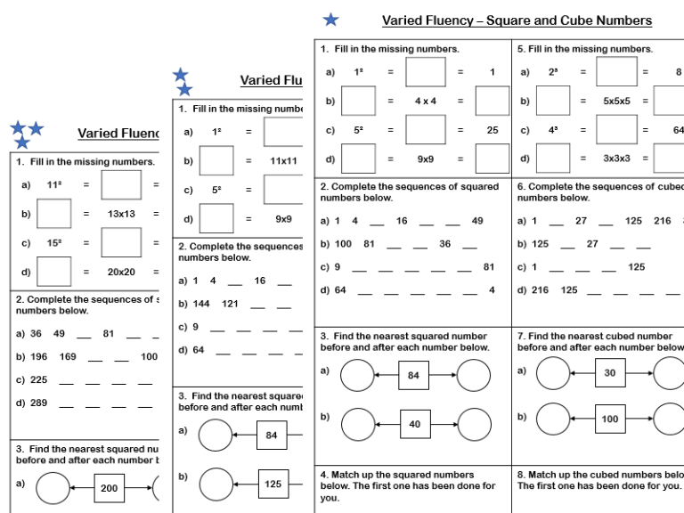 Square And Cube Numbers Worksheet Year 5