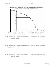Production Possibilities Curve Worksheet Answer Key Section 3