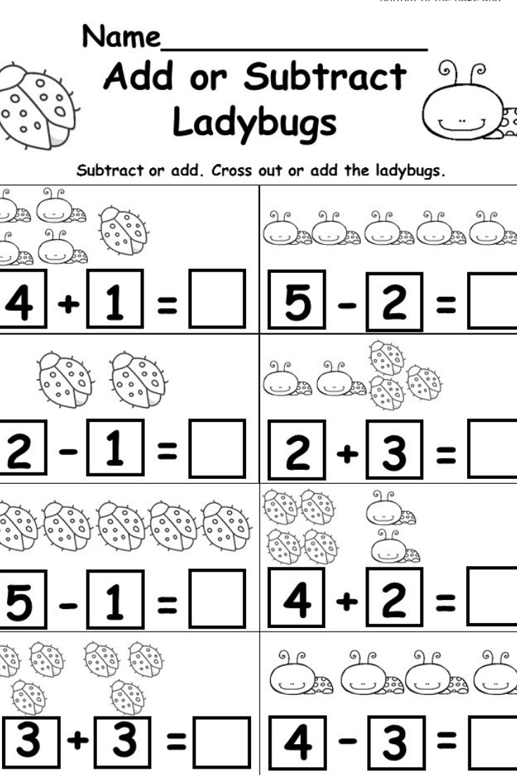 Subtraction Addition Kindergarten Math Worksheets