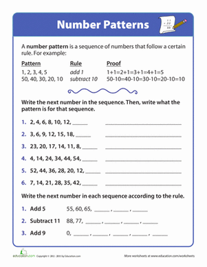 Number Sequence Worksheets Grade 5 Pdf