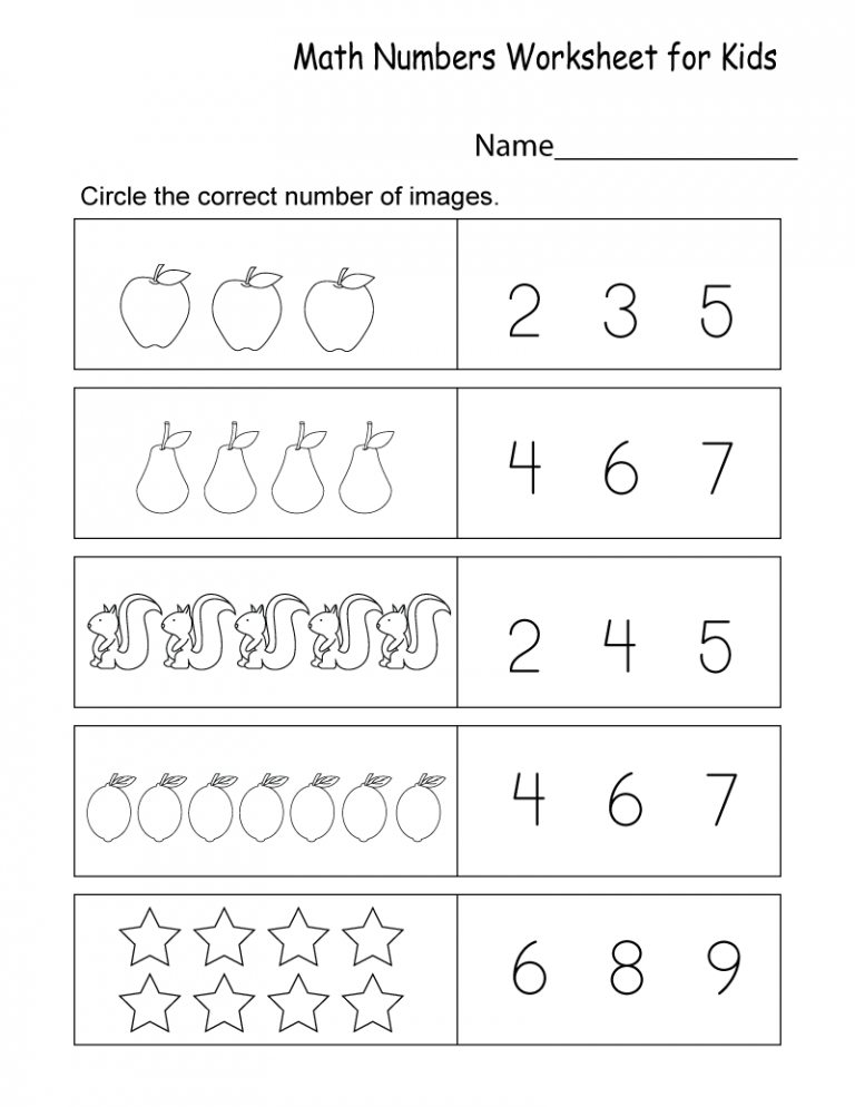 Free Math Counting Worksheets For Kindergarten
